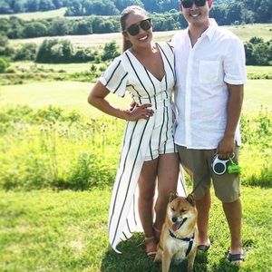 High low strip romper